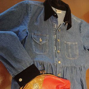 Vintage Studio Women’s Size 12 Ease Fit Style Cotton Jean Dress Button Front